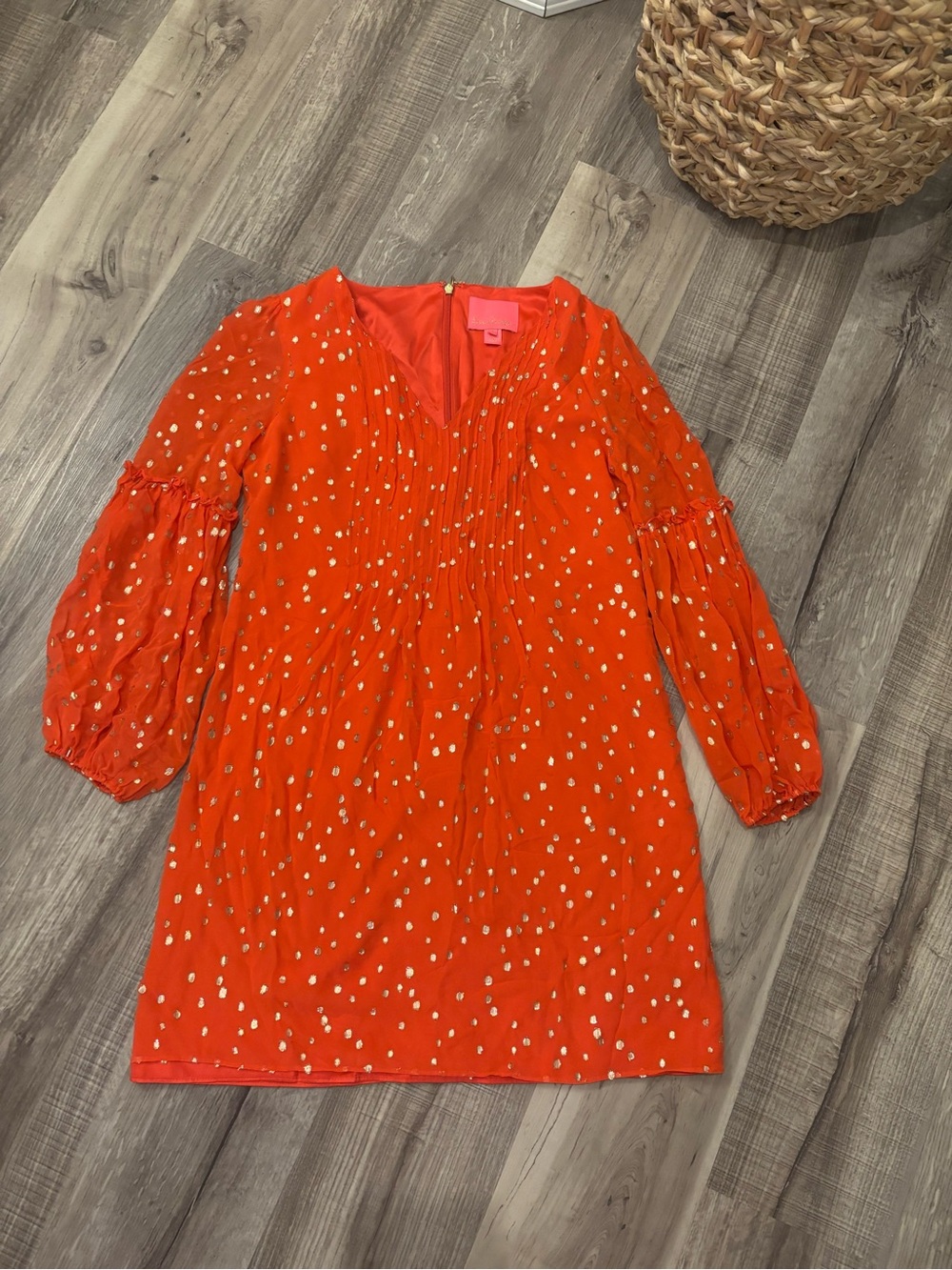 Lilly Pulitzer Orange Dress with Gold Dot Print